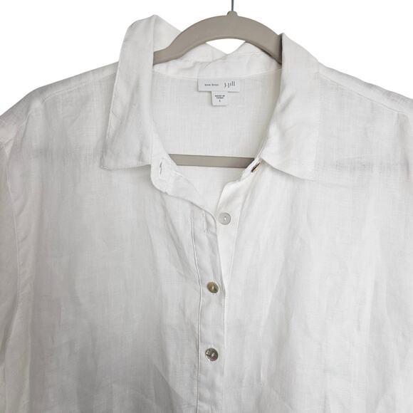 J. Jill Womens Linen Tunic Top Size L Coastal Resortwear Minimalist Travel White - Picture 2 of 10